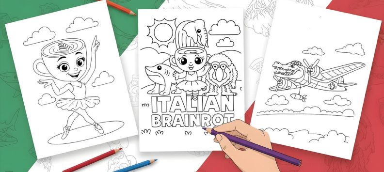 Italian Brainrot coloring pages banner