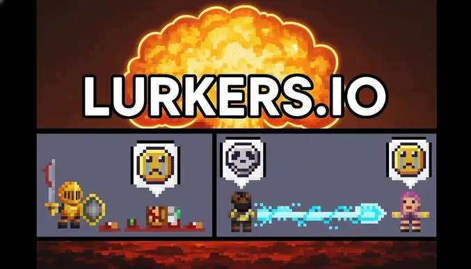 Lurkers.io gameplay screenshot showing zombies and base building